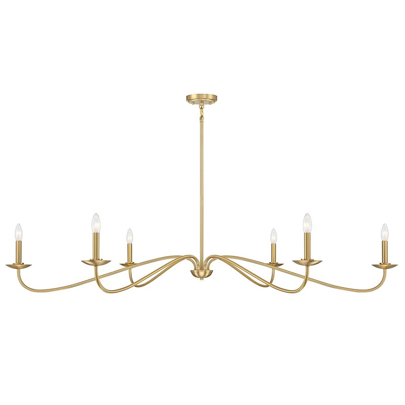 Shoppers Lighting SH100119NB Madelyn Six Light Chandelier, Natural Brass