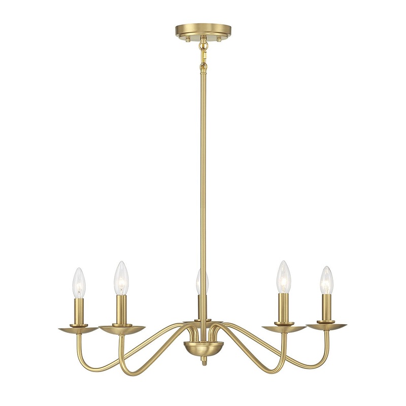 Shoppers Lighting SH100120NB Veronica Five Light Chandelier, Natural Brass