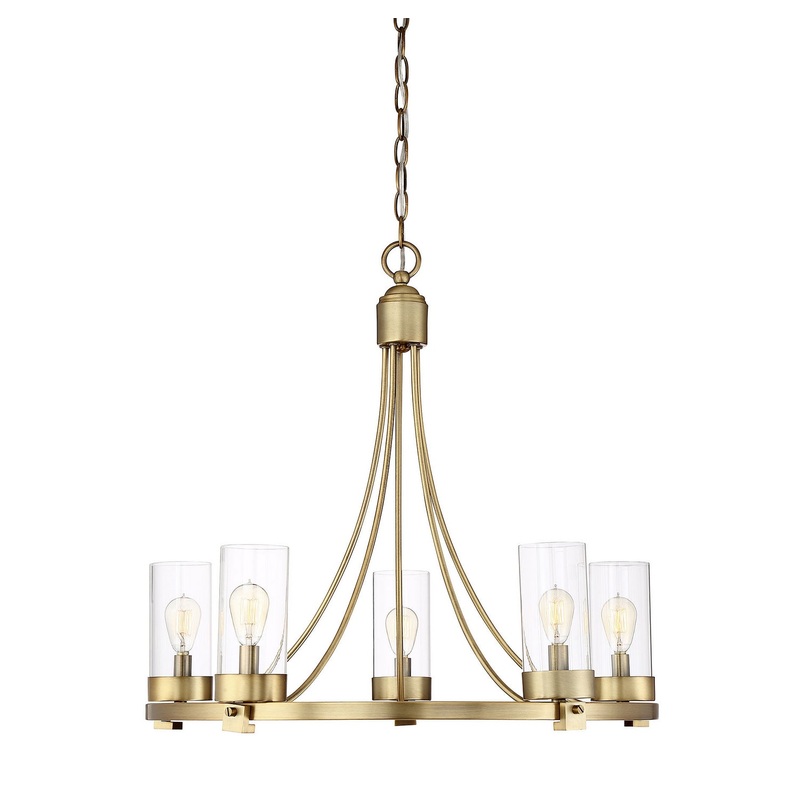 Shoppers Lighting SH10018NB Camila Five Light Chandelier, Natural Brass