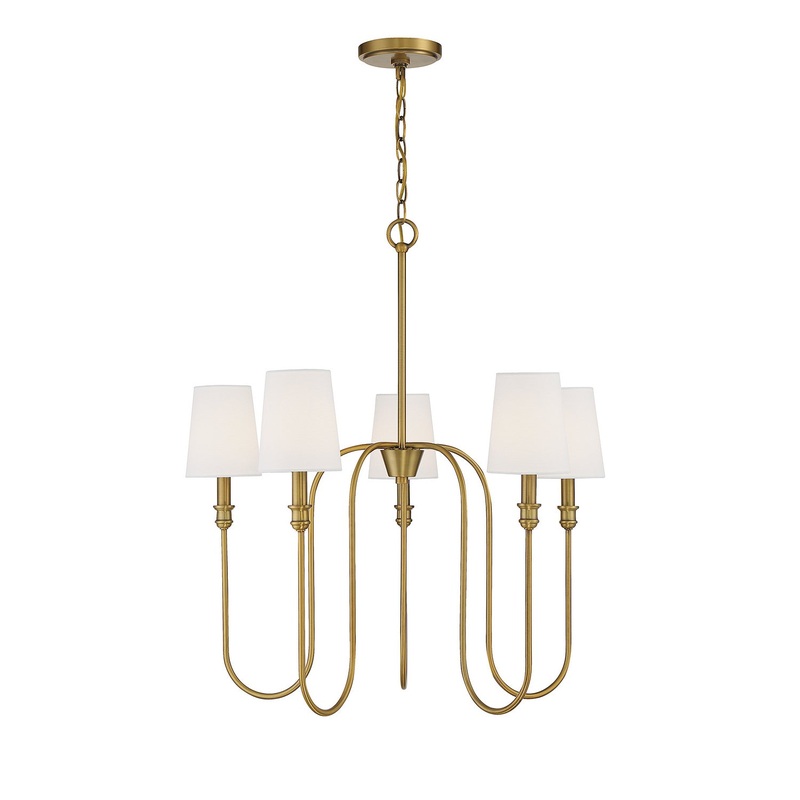 Shoppers Lighting SH10077NB Logan Five Light Chandelier, Natural Brass