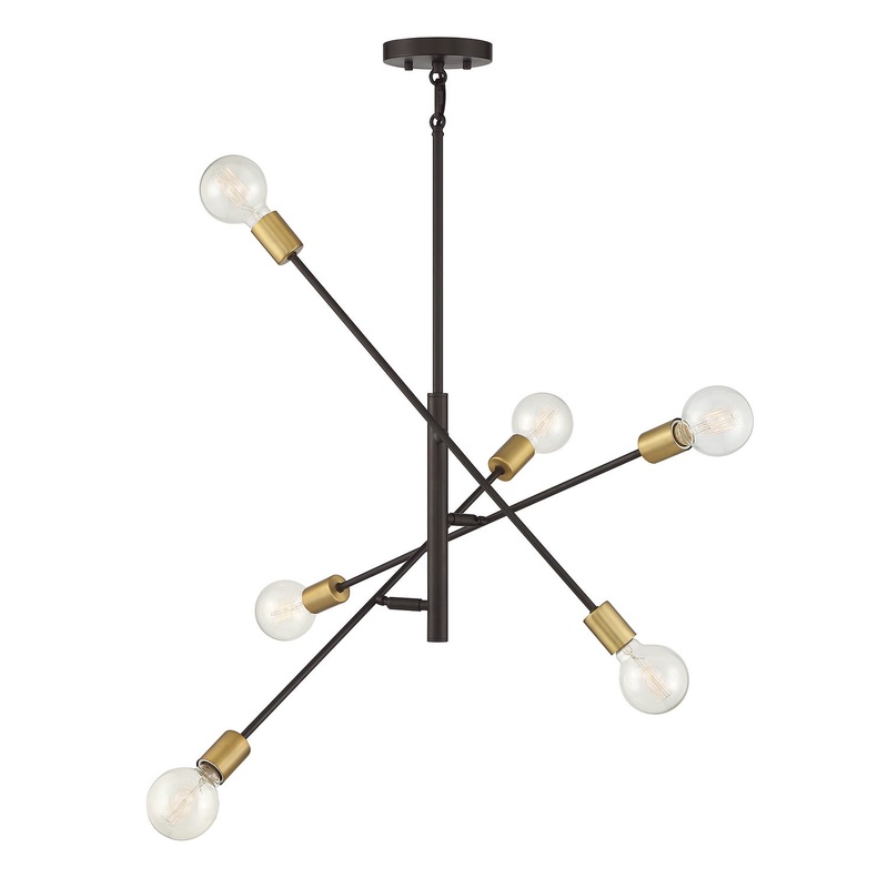 Shoppers Lighting SH10084ORBNB Caroline Six Light Chandelier, Oil Rubbed Bronze with Natural Brass