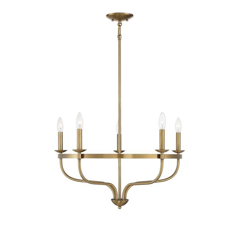 Shoppers Lighting SH10087NB Claire Five Light Chandelier, Natural Brass