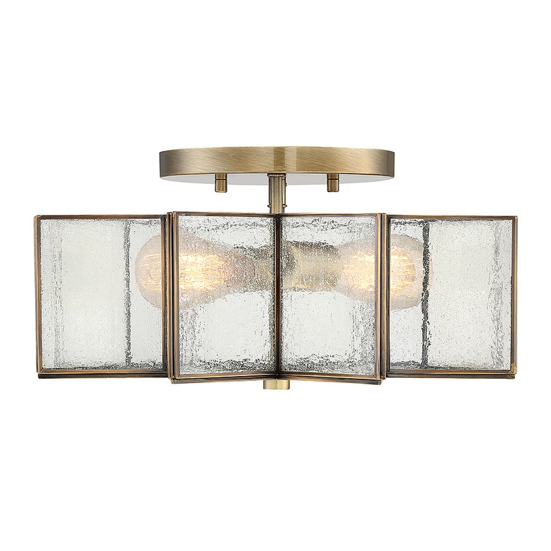 Shoppers Lighting SH60004NB Emily Two Light Semi-Flush Mount, Natural Brass