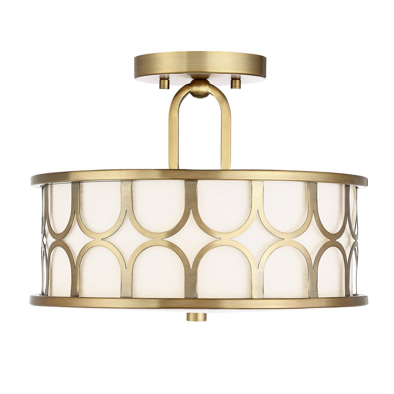 Shoppers Lighting SH60015NB Hayden Two Light Semi-Flush Mount, Natural Brass
