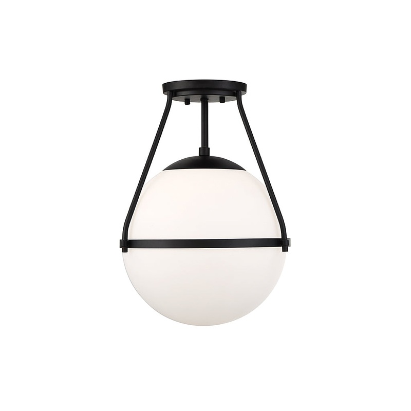 Shoppers Lighting SH60054MBK Layla One Light Semi-Flush Mount, Matte Black