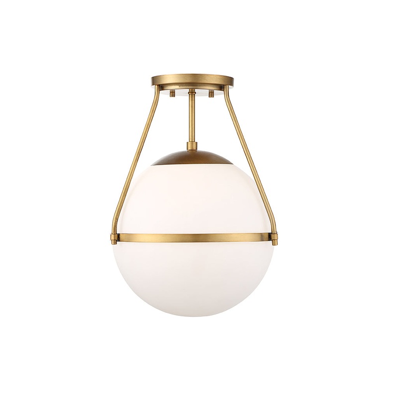 Shoppers Lighting SH60054NB Layla One Light Semi-Flush Mount, Natural Brass