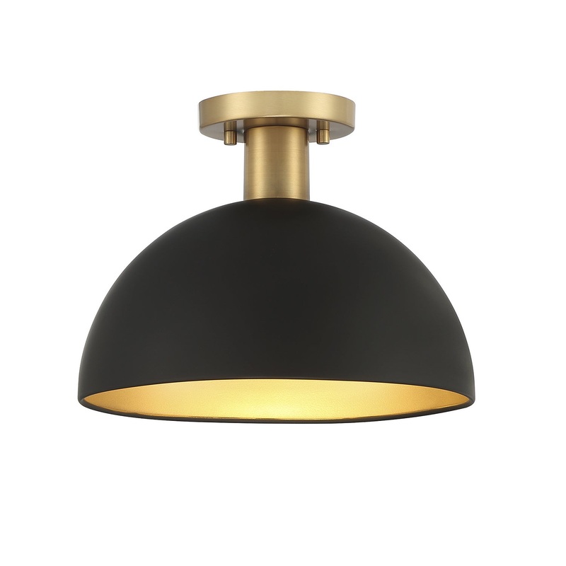 Shoppers Lighting SH60071MBKNB Ariella One Light Semi-Flush Mount, Matte Black with Natural Brass