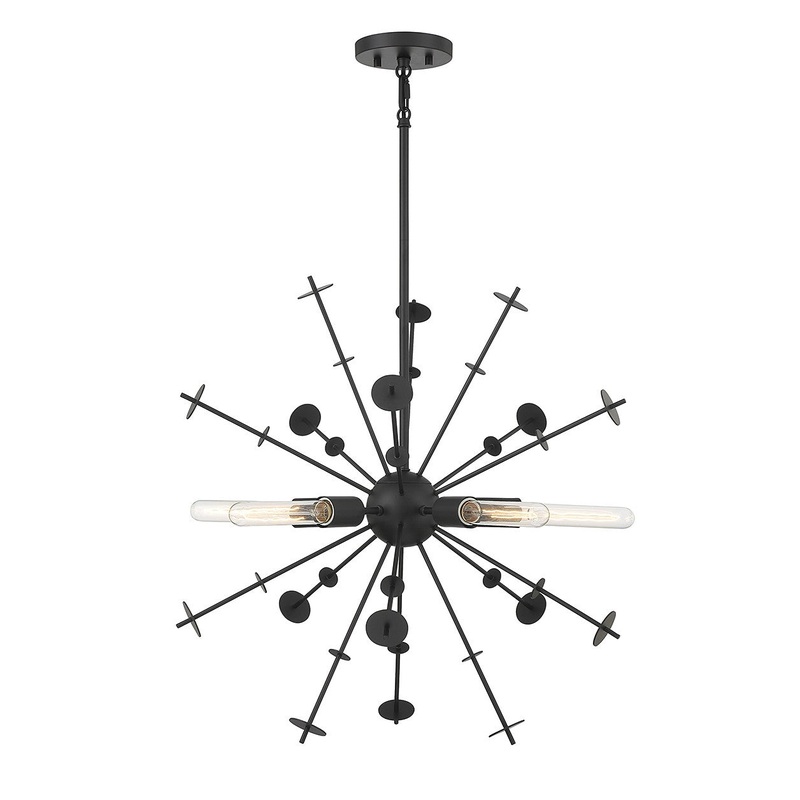 Shoppers Lighting SH7027MBK Sierra Five Light Pendant, Matte Black