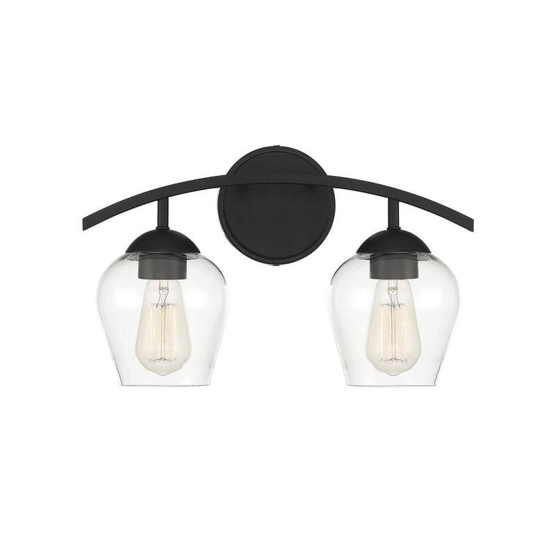 Shoppers Lighting SH80031MBK Lucy Two Light Bathroom Vanity Light, Matte Black