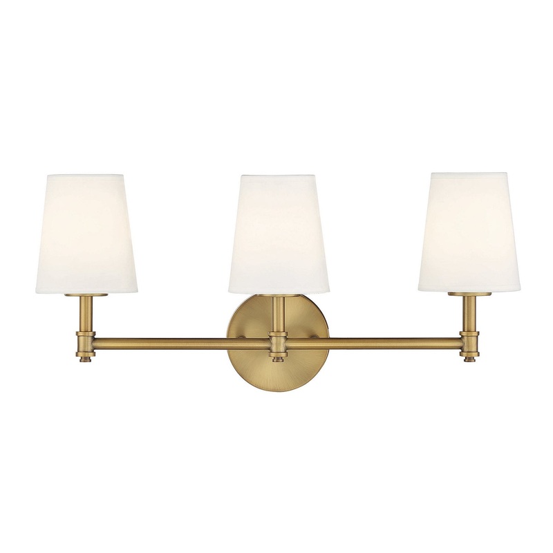 Shoppers Lighting SH80051NB Audrey Three Light Bathroom Vanity Light, Natural Brass