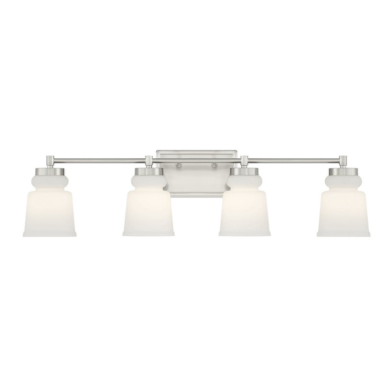 Shoppers Lighting SH80059BN Genevieve Four Light Bathroom Vanity Light, Brushed Nickel