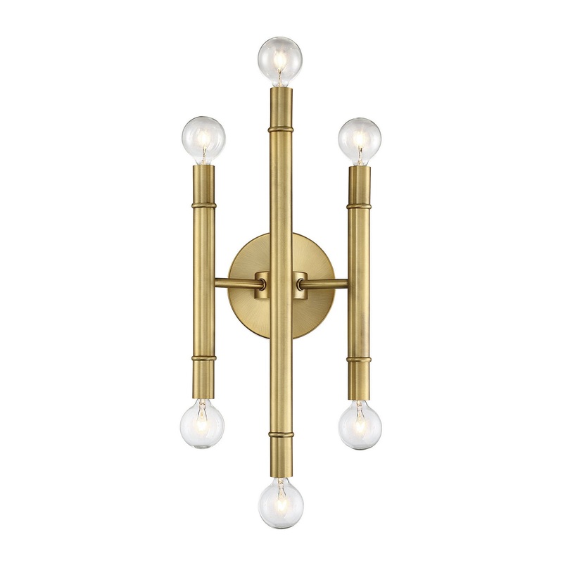 Shoppers Lighting SH90018NB Jocelyn Six Light Wall Sconce, Natural Brass