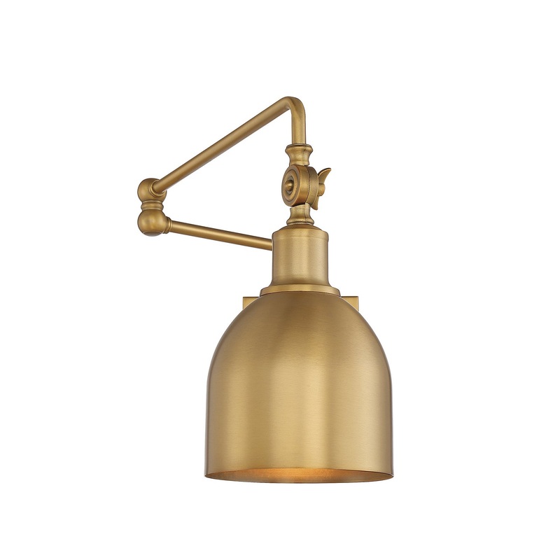 Shoppers Lighting SH90019NB Lena One Light Wall Sconce, Natural Brass
