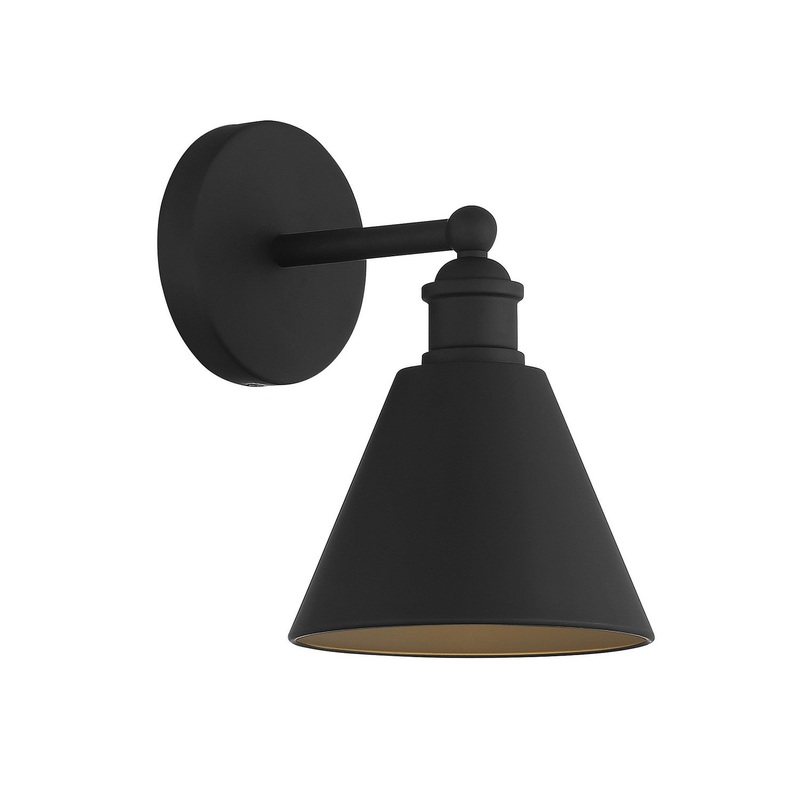 Shoppers Lighting SH90087MBK Clara One Light Wall Sconce, Matte Black