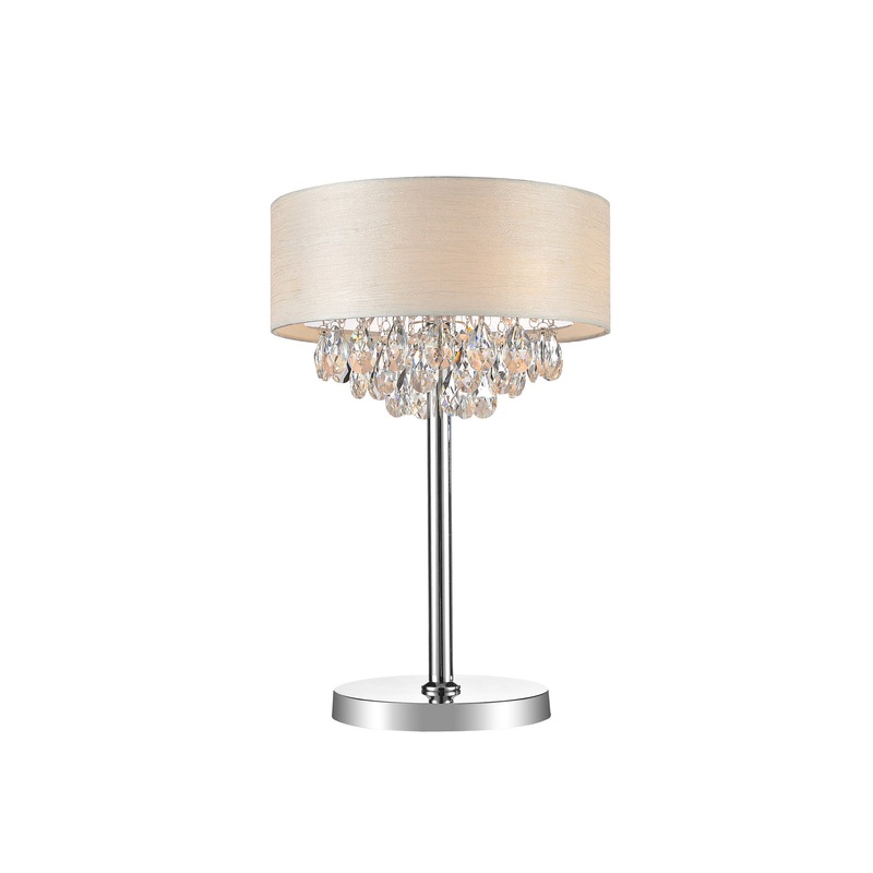 CWI Lighting 5443T14C (Off White) Dash Three Light Table Lamp, Chrome
