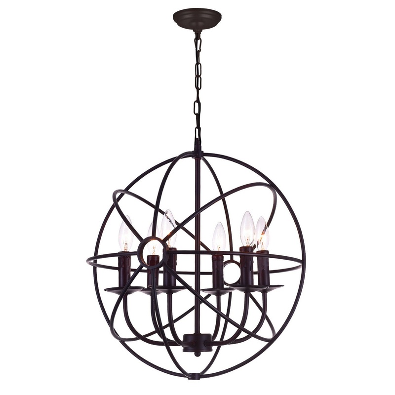 CWI Lighting 5464P18DB Arza Six Light Chandelier, Brown