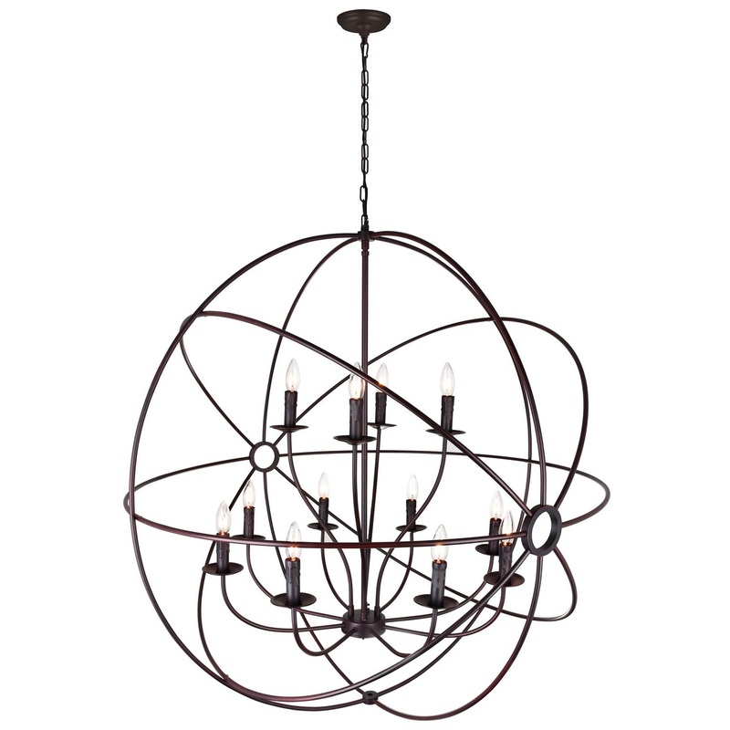 CWI Lighting 5464P40DB-12 Arza 12 Light Chandelier, Brown