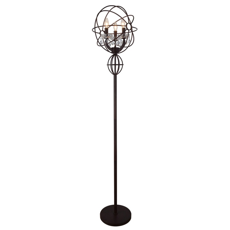 CWI Lighting 5465F14DB-3 Campechia Three Light Floor Lamp, Brown