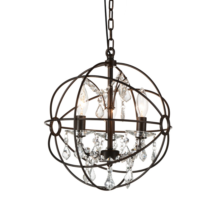 CWI Lighting 5465P13-DB-3 Campechia Three Light Mini Chandelier, Brown