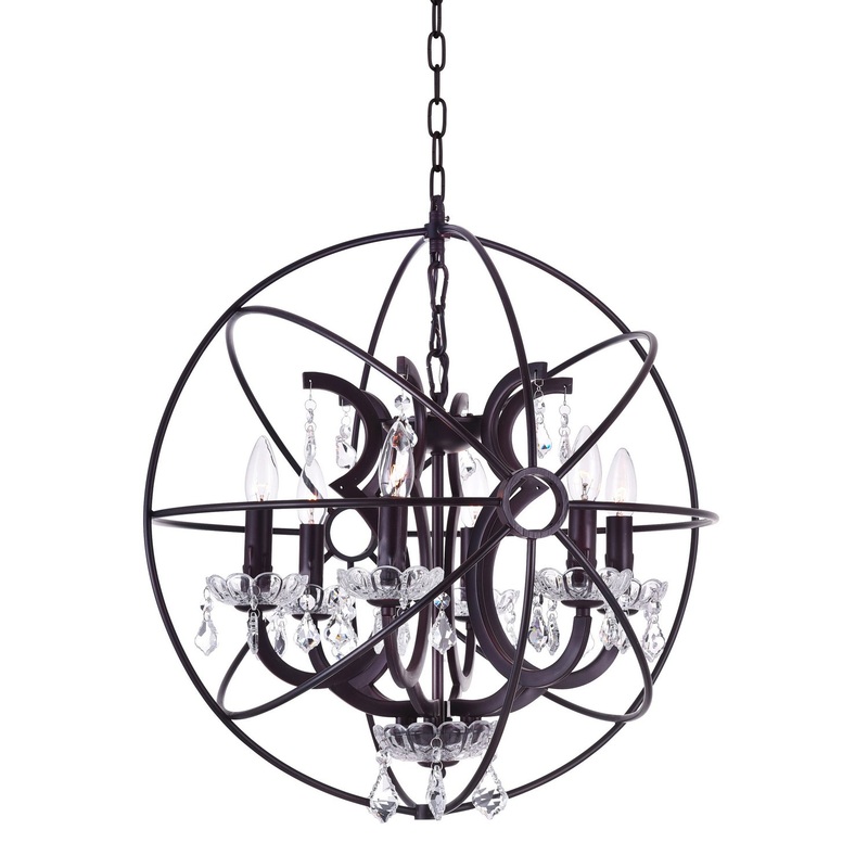 CWI Lighting 5465P22DB Campechia Six Light Chandelier, Brown