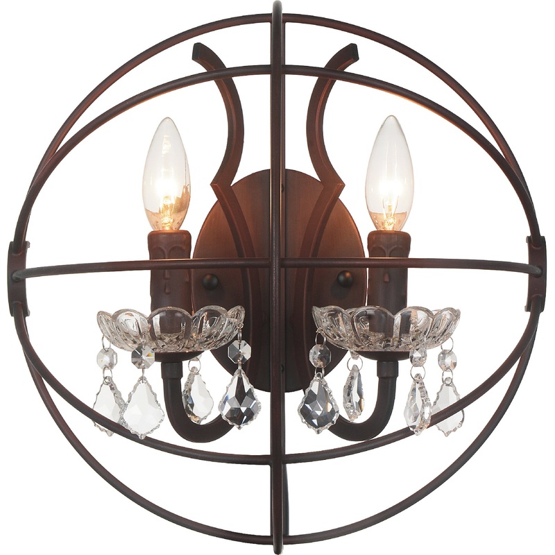 CWI Lighting 5465W14DB-2 Campechia Two Light Wall Sconce, Brown