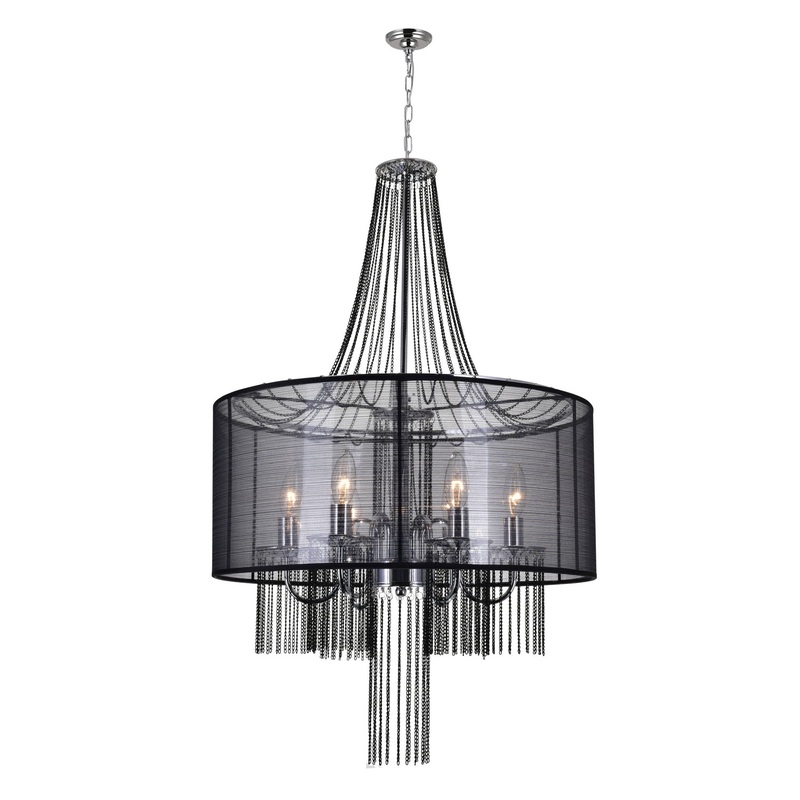 CWI Lighting 5475P20C-6 Black Amelia Six Light Chandelier, Chrome