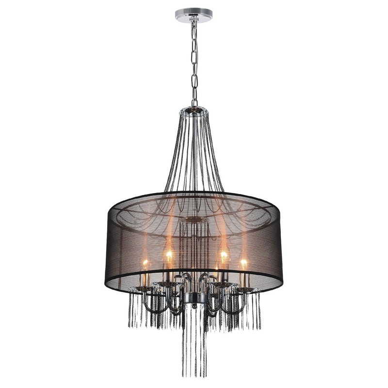 CWI Lighting 5475P20C-6 Brown Amelia Six Light Chandelier, Chrome