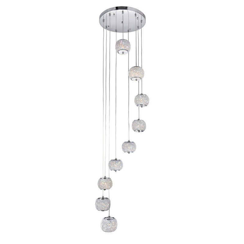 CWI Lighting 5476P20C-9 Tiffany Nine Light Pendant, Chrome (Discontinued)