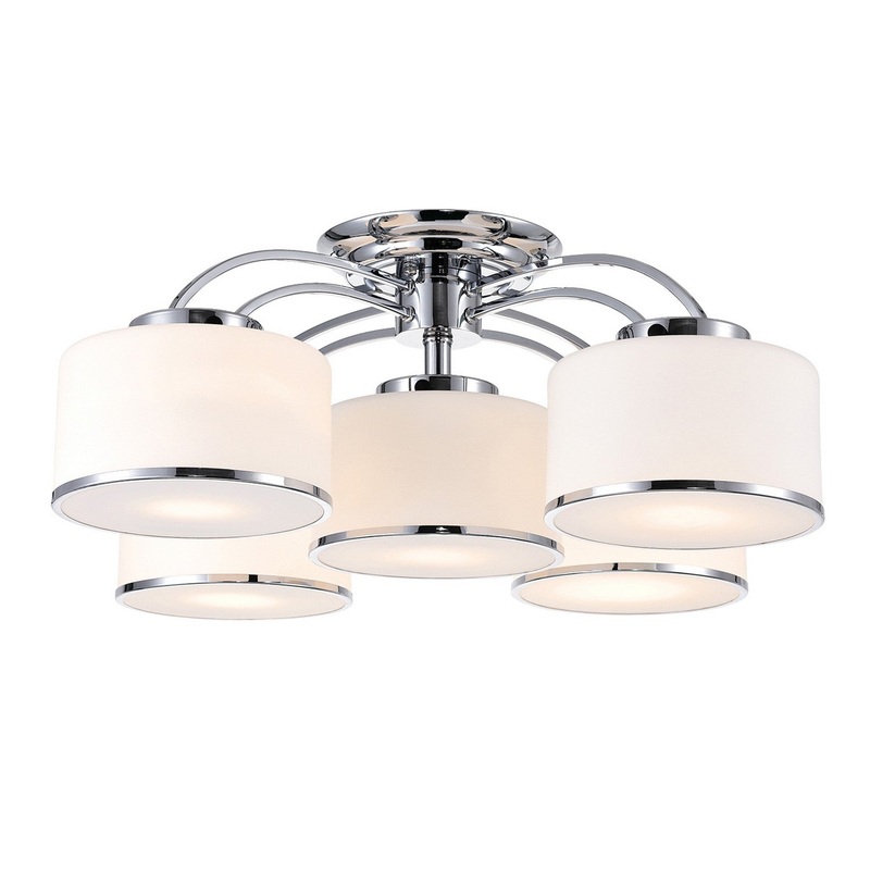 CWI Lighting 5479C30C-5 Frosted Five Light Flush Mount, Chrome