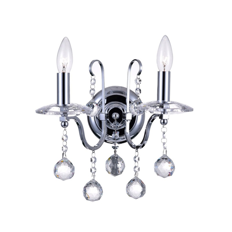 CWI Lighting 5507W12C-2 Valentina Two Light Wall Sconce, Chrome (Discontinued)