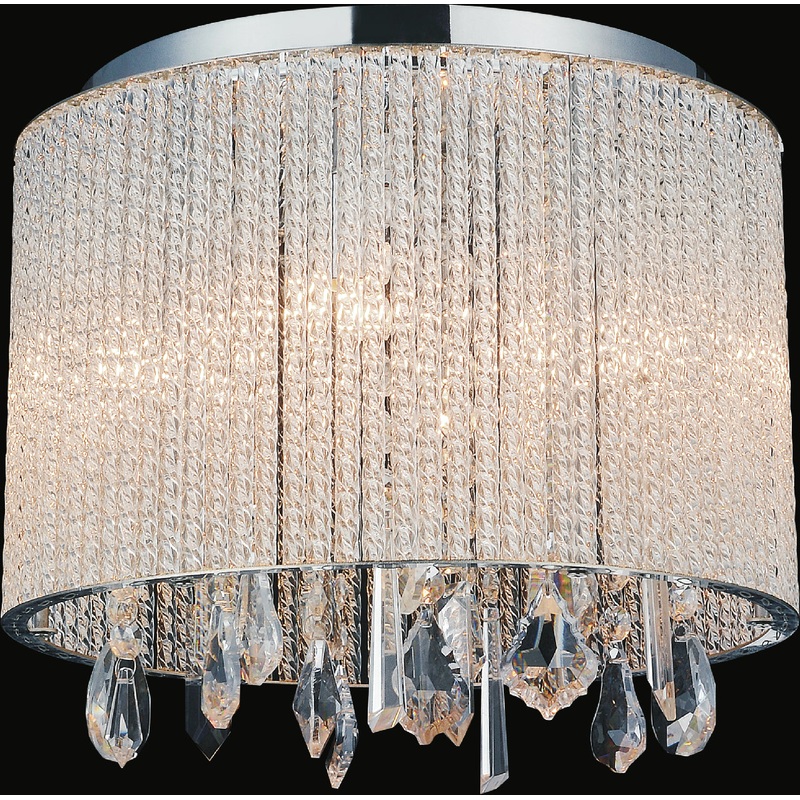 CWI Lighting 5562C12C Clear Benson Four Light Flush Mount, Chrome