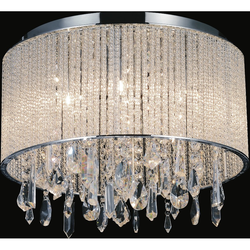 CWI Lighting 5562C16C Clear Benson Six Light Flush Mount, Chrome