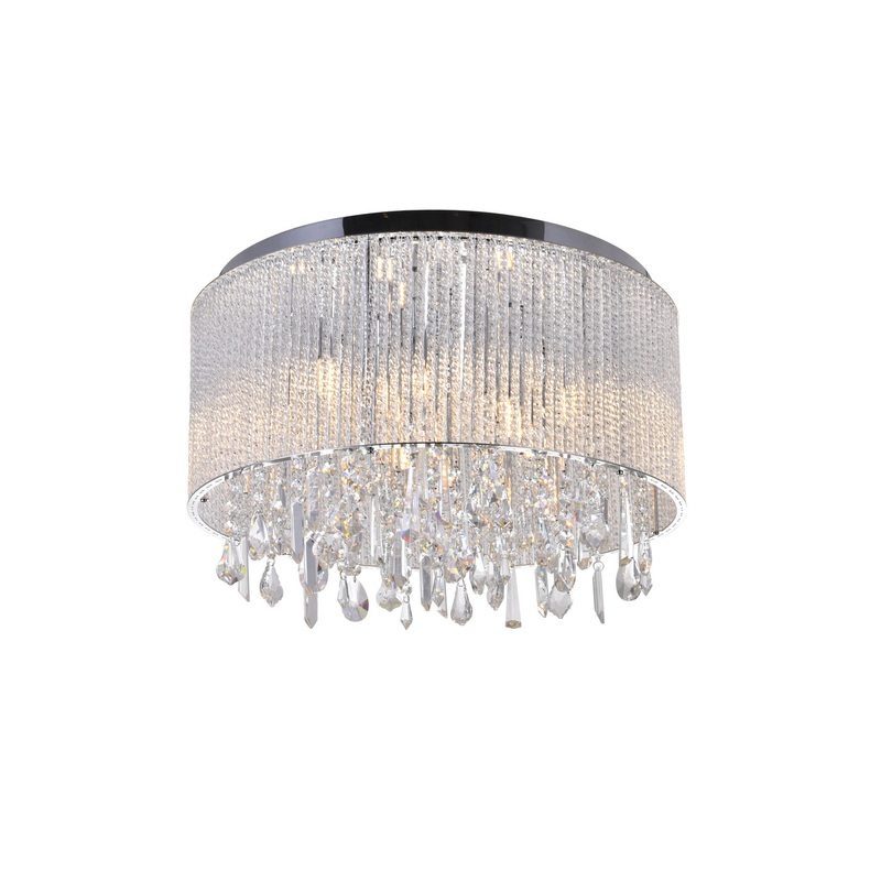 CWI Lighting 5562C20C Clear Benson Nine Light Flush Mount, Chrome