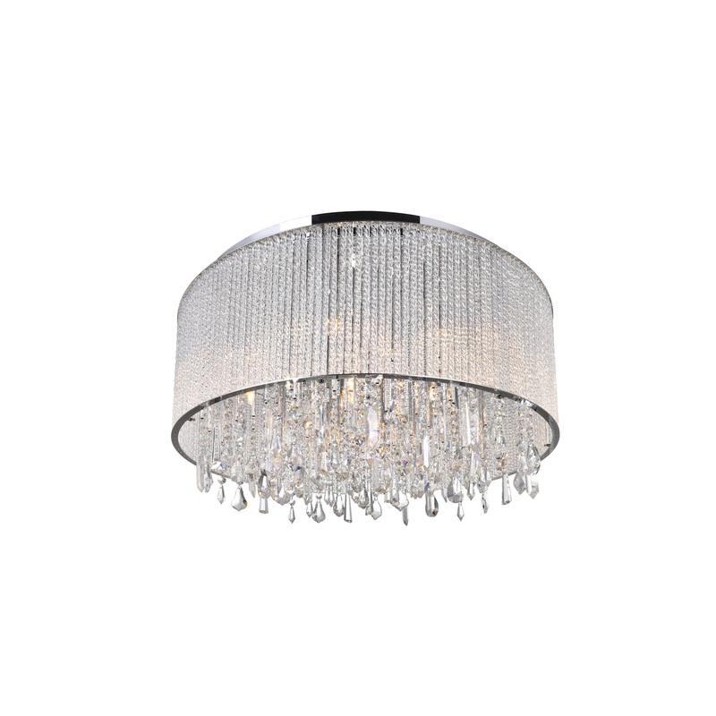 CWI Lighting 5562C24C Clear Benson 14 Light Flush Mount, Chrome