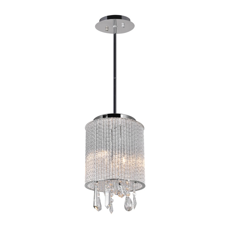 CWI Lighting 5562P8C Clear Benson Two Light Mini Pendant, Chrome