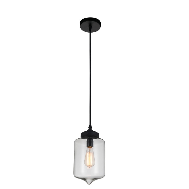 CWI Lighting 5570P7C - Clear Glass One Light Mini Pendant, Black