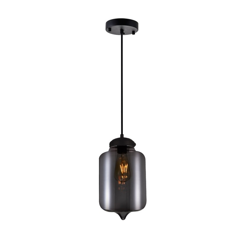 CWI Lighting 5570P7C - Smoke Glass One Light Mini Pendant, Black