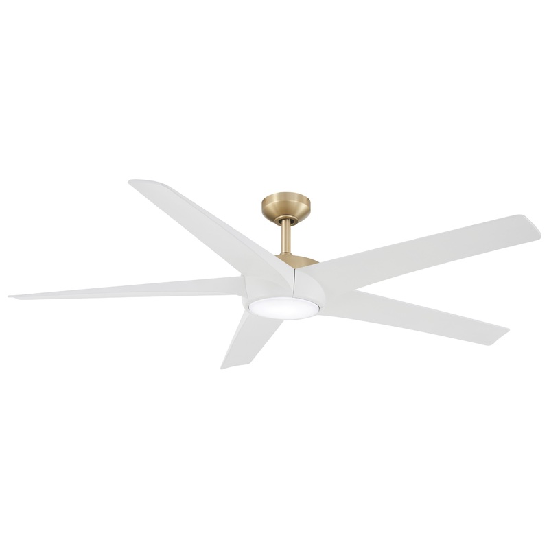 Minka-Aire F767L-SBR/WHF Skymaster 64" Ceiling Fan, Soft Brass w/ Flat White Blades