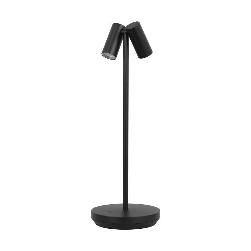 Visual Comfort Modern SLTB27027B Doppia Accent Rechargeable Table Lamp by Sean Lavin, Black