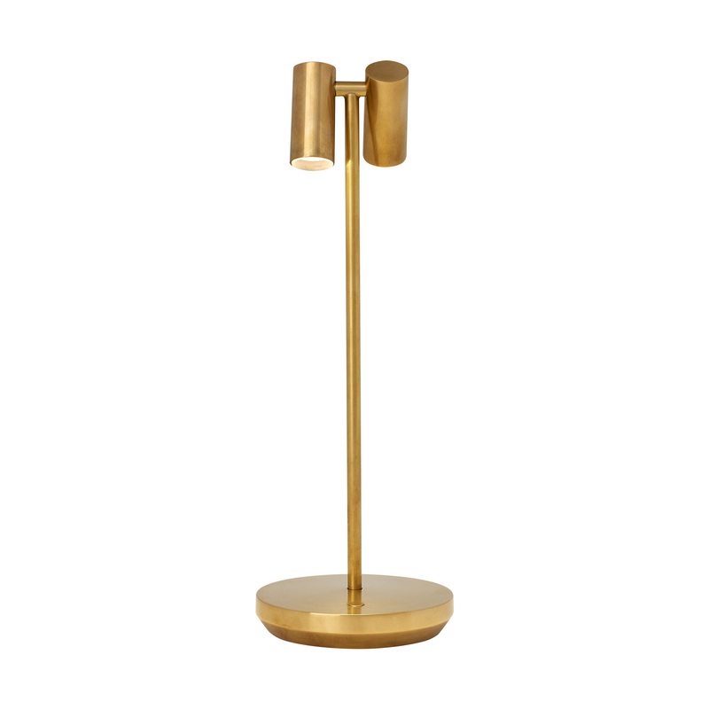 Visual Comfort Modern SLTB27027NB Doppia Accent Rechargeable Table Lamp by Sean Lavin, Natural Brass