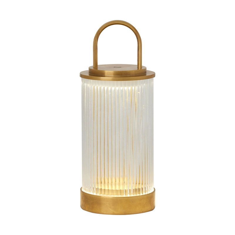 Visual Comfort Modern SLTB27227NB Tawa Accent Rechargeable Table Lamp by Sean Lavin, Natural Brass