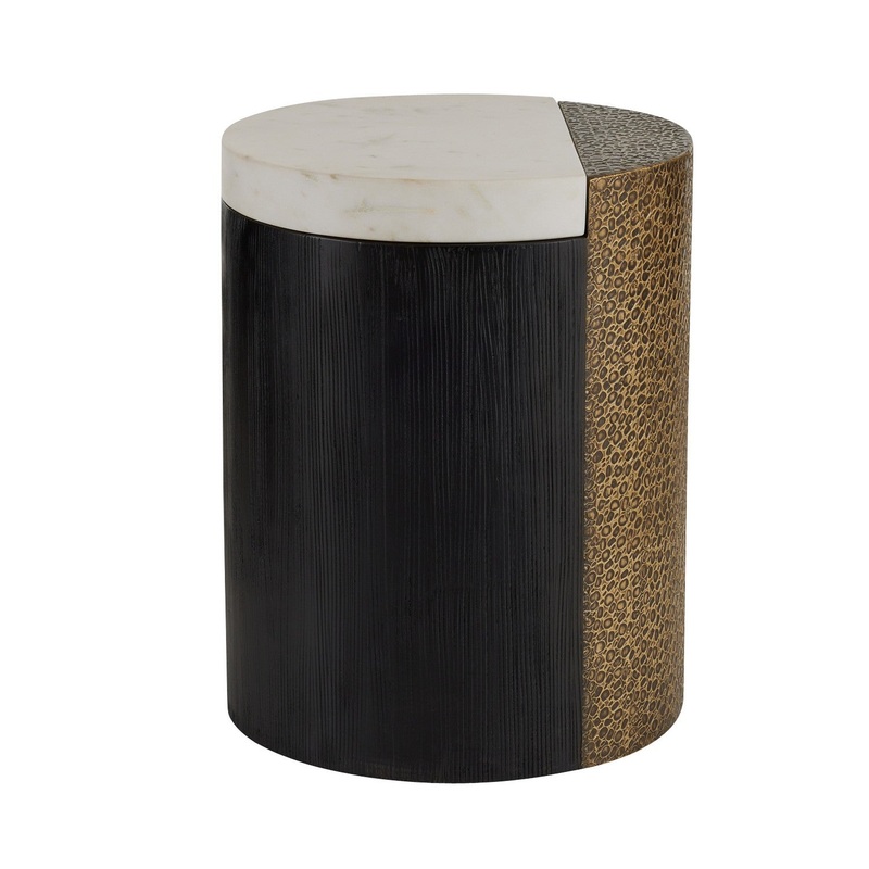 Arteriors FAI14 Celestine Accent Table White/Antique Brass/Ebony