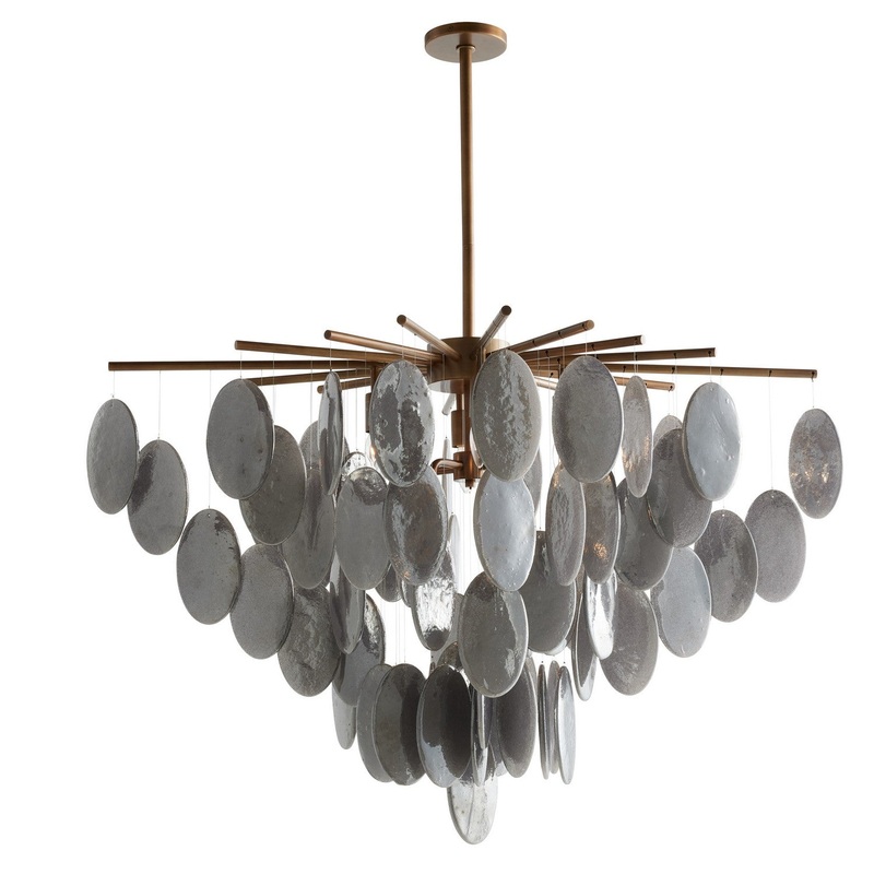 Arteriors GJDLC01 Tiffany Eight Light Chandelier Antique Brass/Smoke Luster/Antique Brass