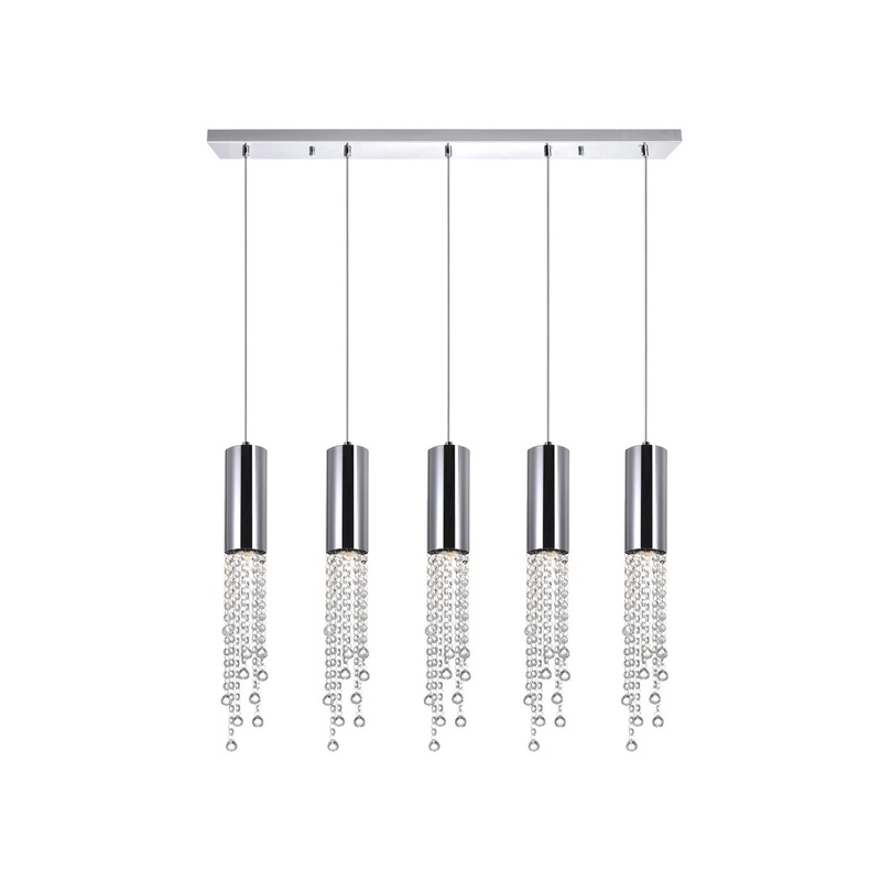 CWI Lighting 5081P40C-RC Extended Five Light Pendant, Chrome