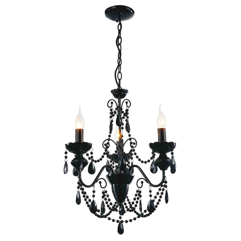 CWI Lighting 5095P16B-3 Keen Three Light Chandelier, Black