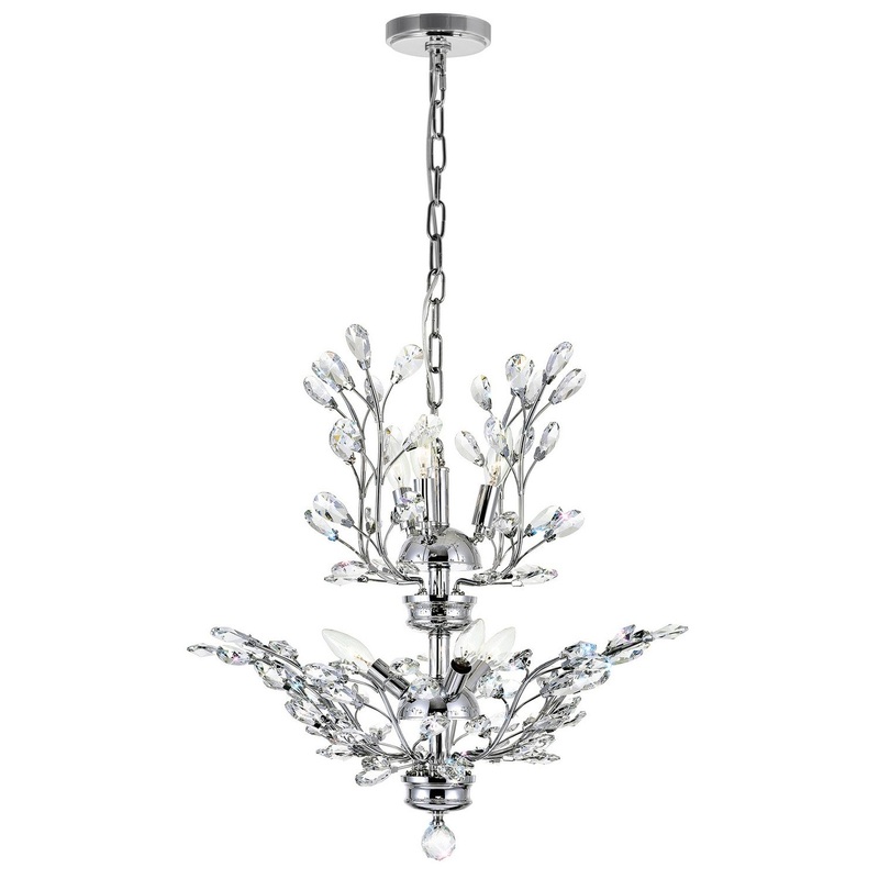 CWI Lighting 5206P22C Ivy Six Light Chandelier, Chrome