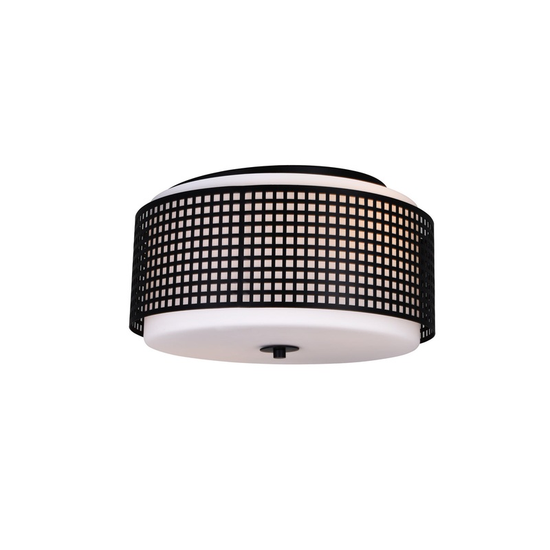 CWI Lighting 5209C15B Checkered Two Light Flush Mount, Black (Discontinued)