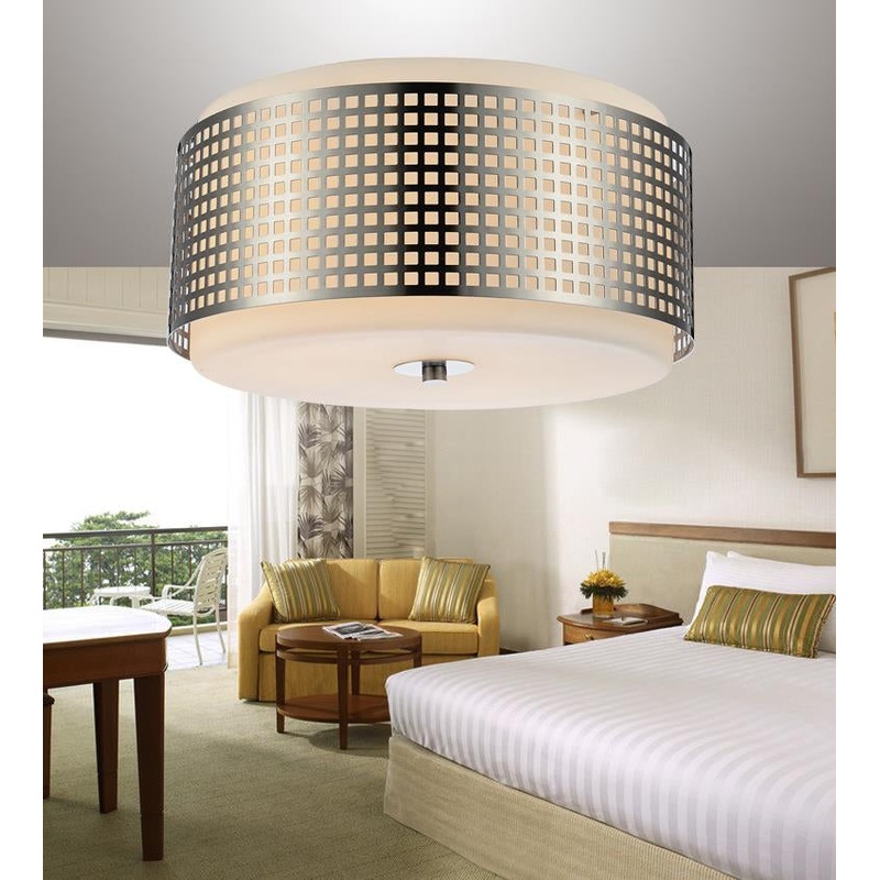 CWI Lighting 5209C15N Checkered Two Light Flush Mount, Satin Nickel