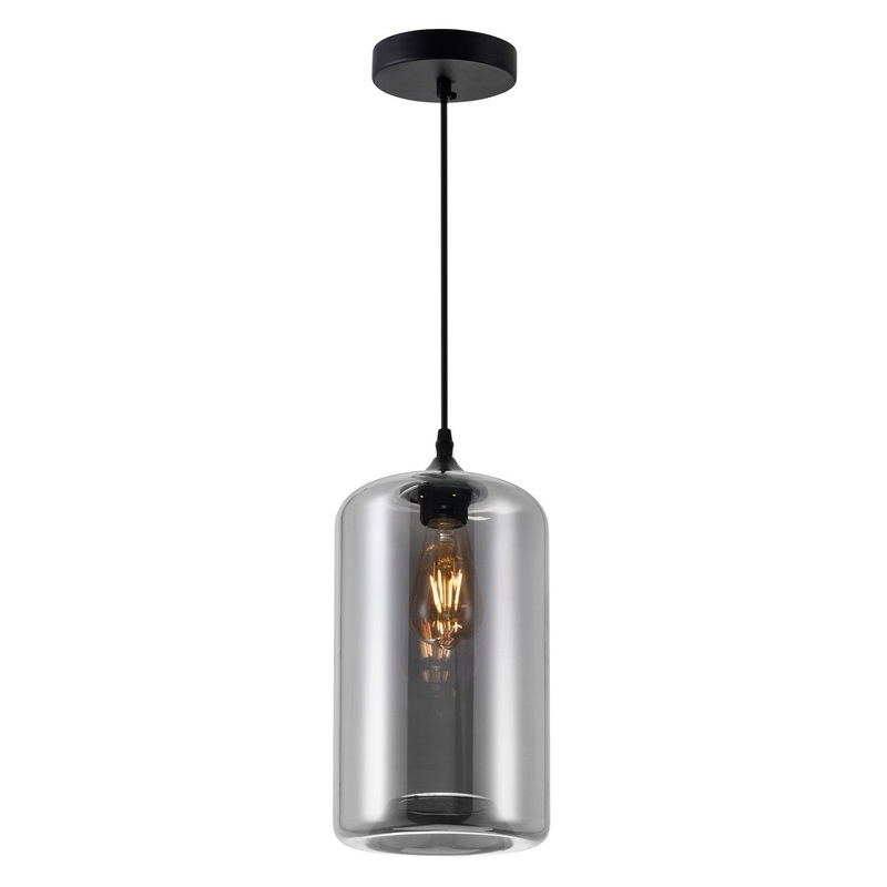 CWI Lighting 5553P7-Smoke Glass One Light Mini Pendant, Black