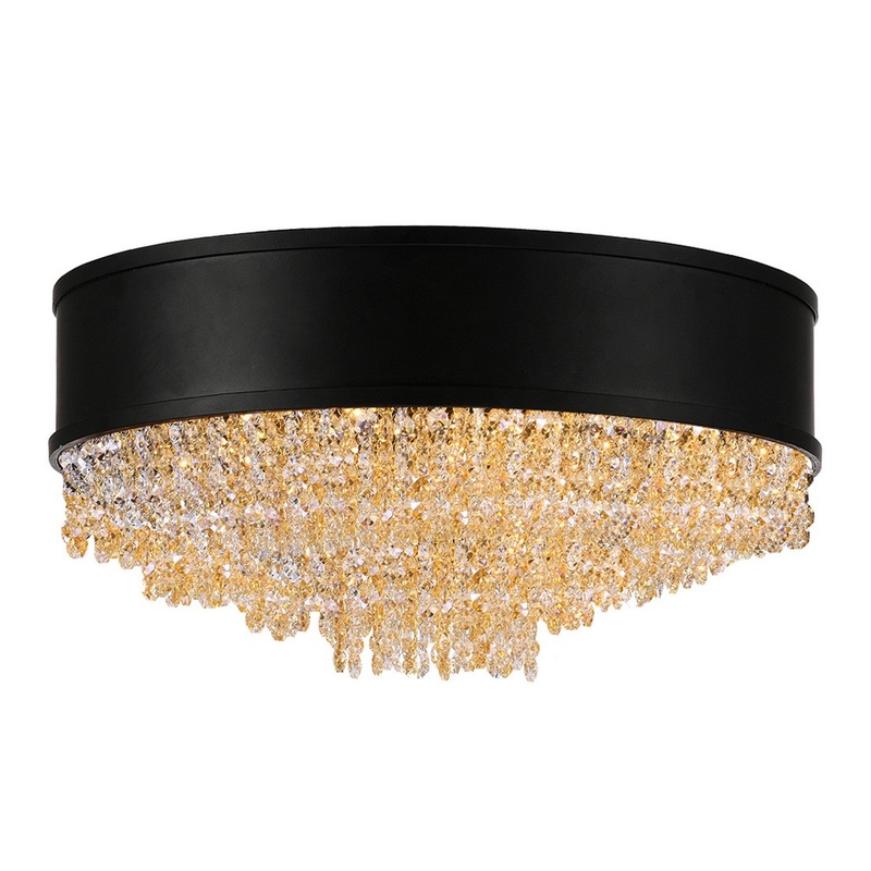 CWI Lighting 5687C16-11-101 Medina Seven Light Flush Mount, Black